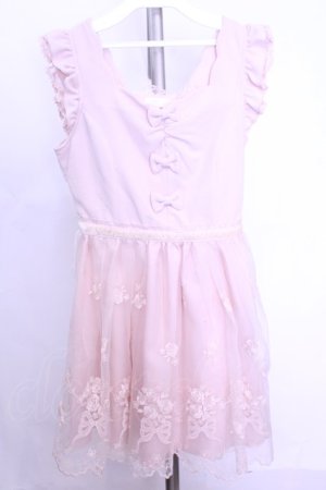 画像: LIZ LISA / ローズリボンブーケ刺繍チュールノースリーブワンピース 0 ピンク O-26-01-12-1009-LO-OP-YM-OS