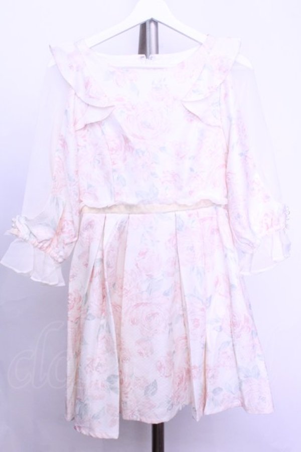 画像1: LIZ LISA / ローズ柄ワンピース 0 シロ O-26-01-12-1014-LO-OP-YM-OS (1)