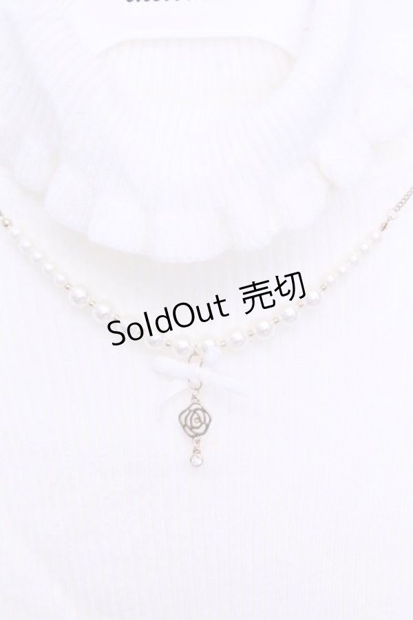 画像2: LIZ LISA / ローズネックレス付きテレコニット 0 シロ O-26-01-12-1002-LO-TO-YM-OS (2)