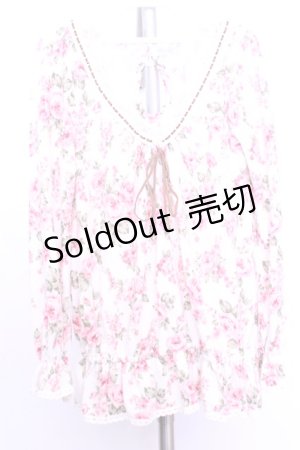 画像: LIZ LISA / はしごレース花柄ニットトップス  シロｘピンク O-26-01-12-1018-LO-TO-YM-OS