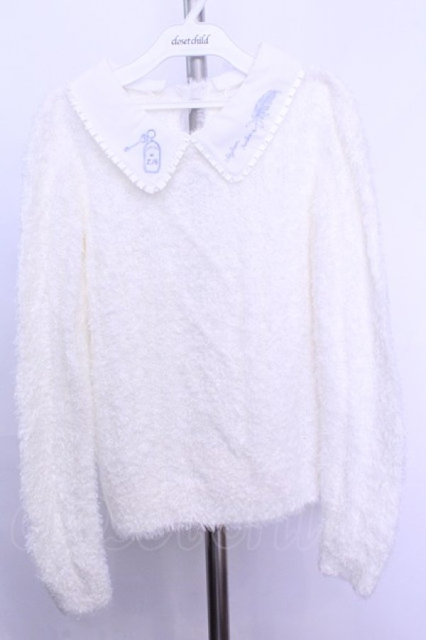 画像1: LIZ LISA / 刺繍襟ケーブル編みシャギーニットトップス 0 シロ O-26-01-12-1003-LO-TO-YM-OS (1)