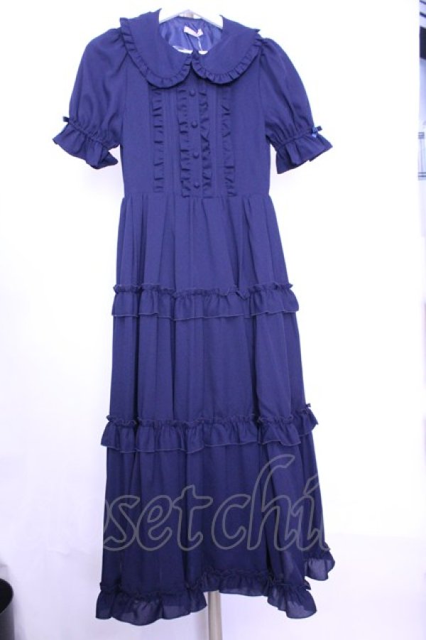 画像1: axes femme kawaii / ロマンティックフリルワンピース  ネイビー O-26-01-12-1024-AX-OP-IG-OS (1)