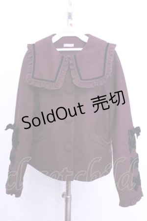 画像: axes femme Kawaii / ブラックリボンショートコート  ワイン×クロ O-26-01-12-1030-AX-CO-IG-ZT0114G