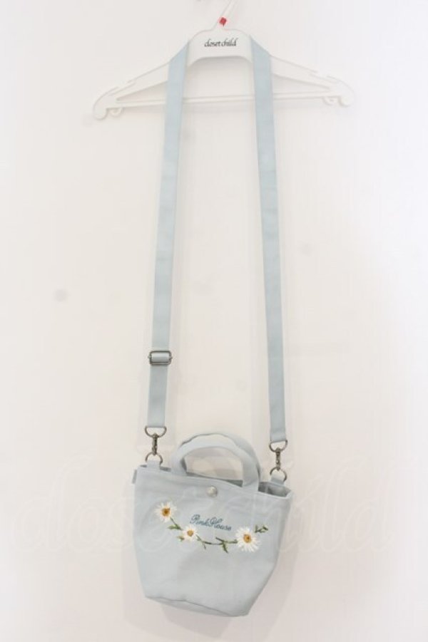 画像2: PINK HOUSE / マーガレットブーケ刺繍ミニトートポシェット  サックス O-26-01-12-001-LO-BG-IG-OS (2)