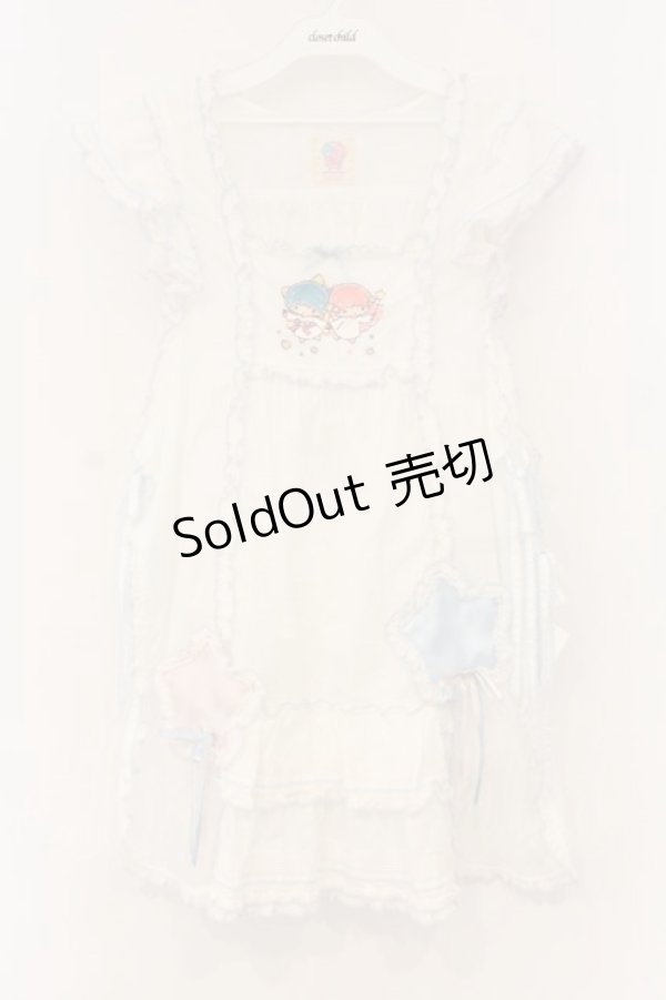 画像1: PINK HOUSE / Little Twin Stars×PINK HOUSE 刺しゅう入りローンタブリエ  シロ O-26-01-12-059-LO-TO-IG-OS (1)