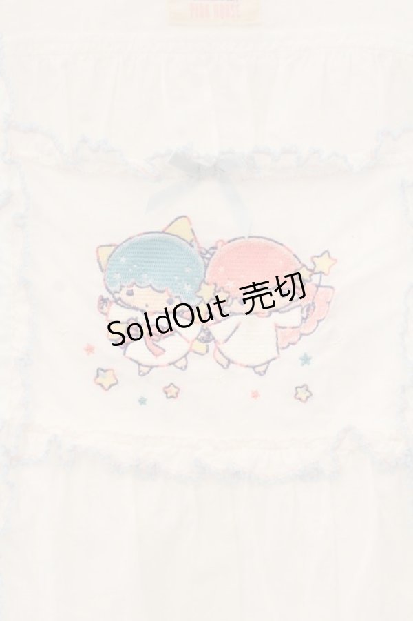 画像2: PINK HOUSE / Little Twin Stars×PINK HOUSE 刺しゅう入りローンタブリエ  シロ O-26-01-12-059-LO-TO-IG-OS (2)