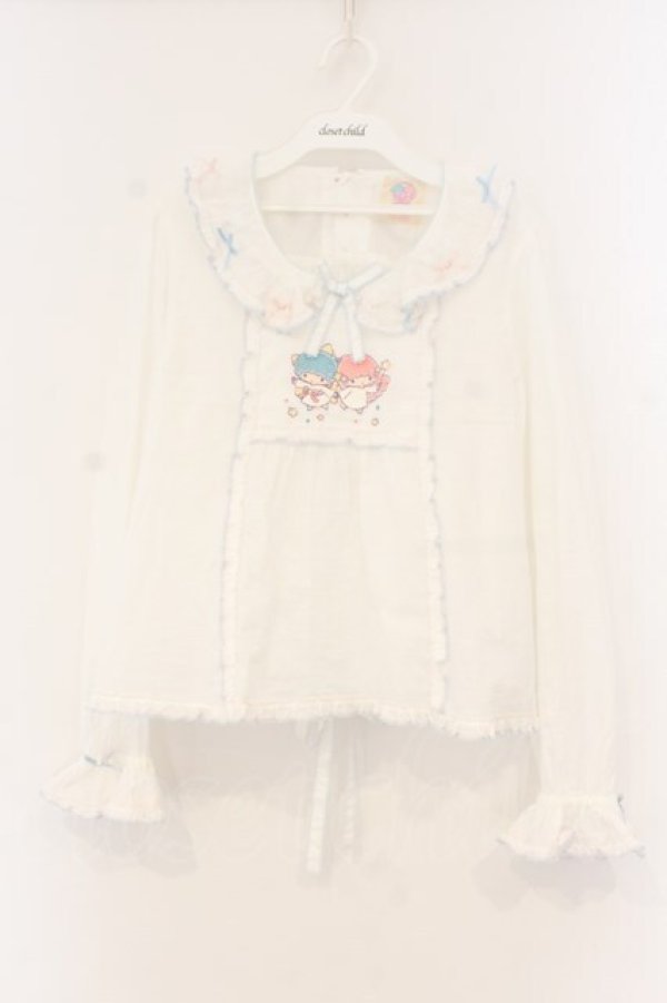 画像1: PINK HOUSE / Little Twin Stars×PINK HOUSE 刺しゅう入りローンブラウス  シロ O-26-01-12-061-LO-BL-IG-OS (1)