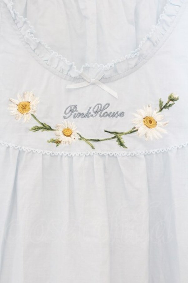 画像2: PINK HOUSE / マーガレットロゴ刺繍ローンタブリエ  サックス O-26-01-12-062-LO-TO-IG-OS (2)