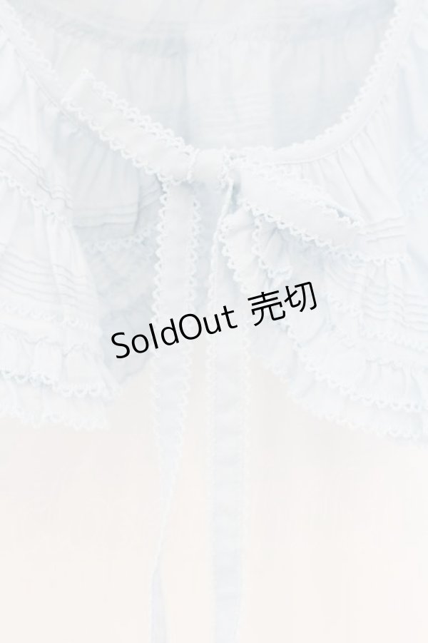 画像2: PINK HOUSE / フリル使いローンティペット  サックス O-26-01-12-063-LO-ZA-IG-ZT485 (2)