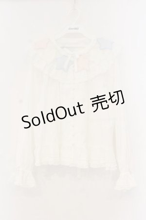 画像: PINK HOUSE / 星形ワッペン使い配色ブラウス  シロ O-26-01-12-065-LO-BL-IG-OS