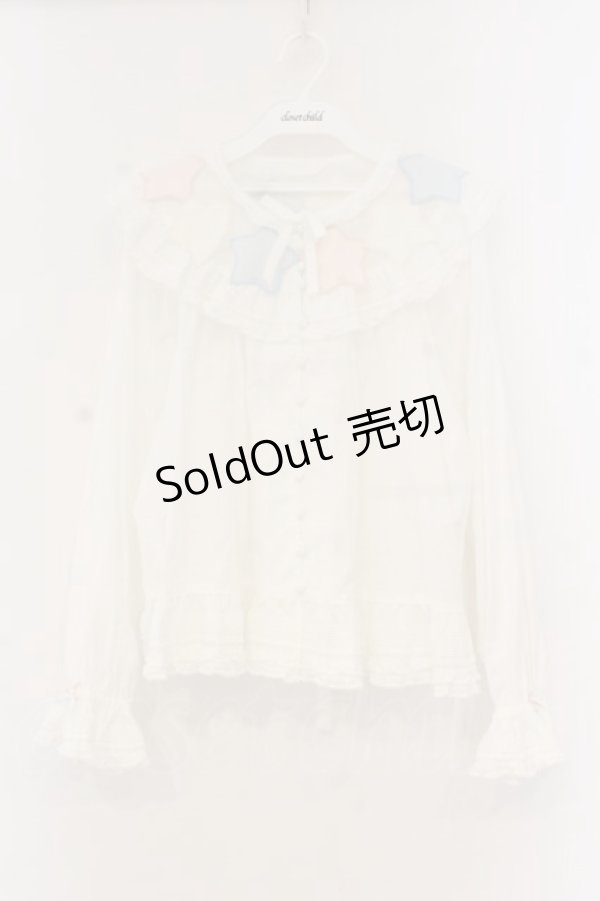 画像1: PINK HOUSE / 星形ワッペン使い配色ブラウス  シロ O-26-01-12-065-LO-BL-IG-OS (1)