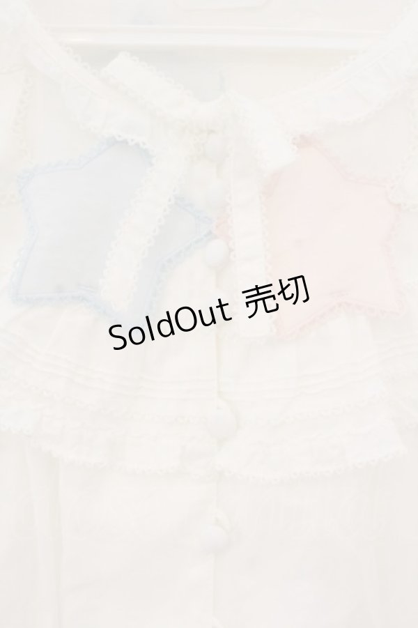 画像2: PINK HOUSE / 星形ワッペン使い配色ブラウス  シロ O-26-01-12-065-LO-BL-IG-OS (2)