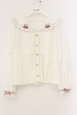 画像: LIZ LISA / ストロベリー刺繍セーラーリブトップス  シロ O-26-01-12-068-LO-BL-OW-OS