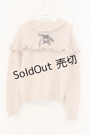 画像: Ank Rouge / デコルテレースアップニットトップス M ピンク O-26-01-12-070-CA-TO-OW-ZT0114F