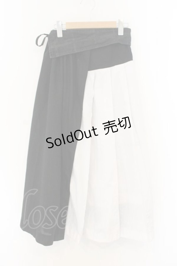 画像1: gouk (kikou) / 袴風スカート  ブラック×ホワイト O-26-01-12-072-0-SK-OW-OS (1)