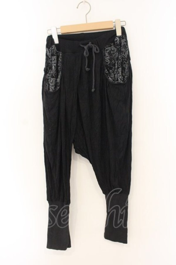 画像1: h.NAOTO / トライバルptサルエルパンツ  ブラック O-26-01-12-074-HN-PA-OW-OS (1)