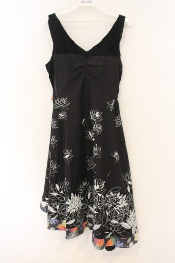 画像1: gouk / 和柄切り替えワンピース  ブラック O-26-01-12-076-GO-OP-OW-OS (1)