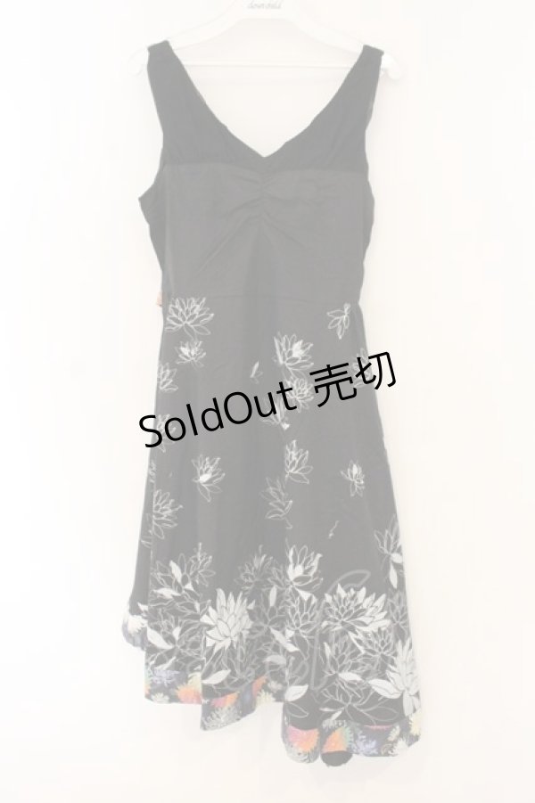 画像1: gouk / 和柄切り替えワンピース  ブラック O-26-01-12-076-GO-OP-OW-OS (1)