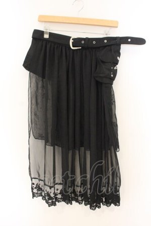 画像: gouk (kikou) / ポーチ付きシフォンラップスカート  ブラック O-26-01-12-078-0-SK-OW-OS