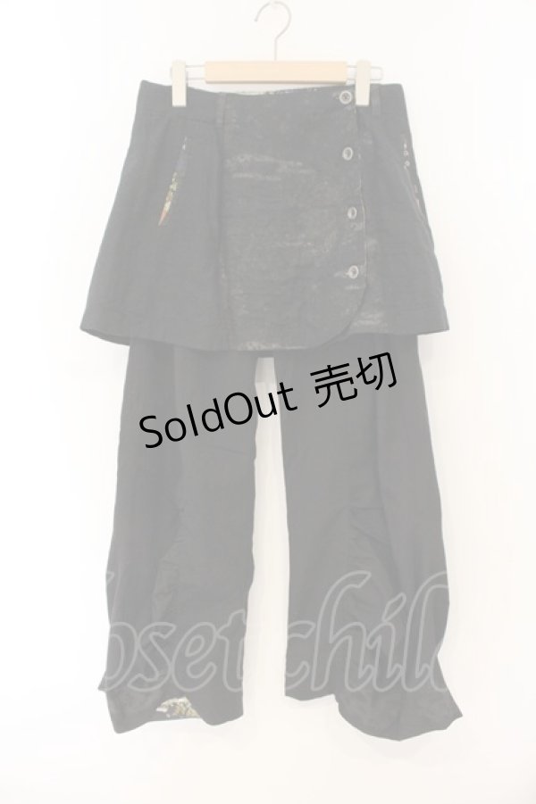 画像1: gouk / 和柄スカート付きパンツ  ブラック O-26-01-12-080-GO-PA-OW-OS (1)