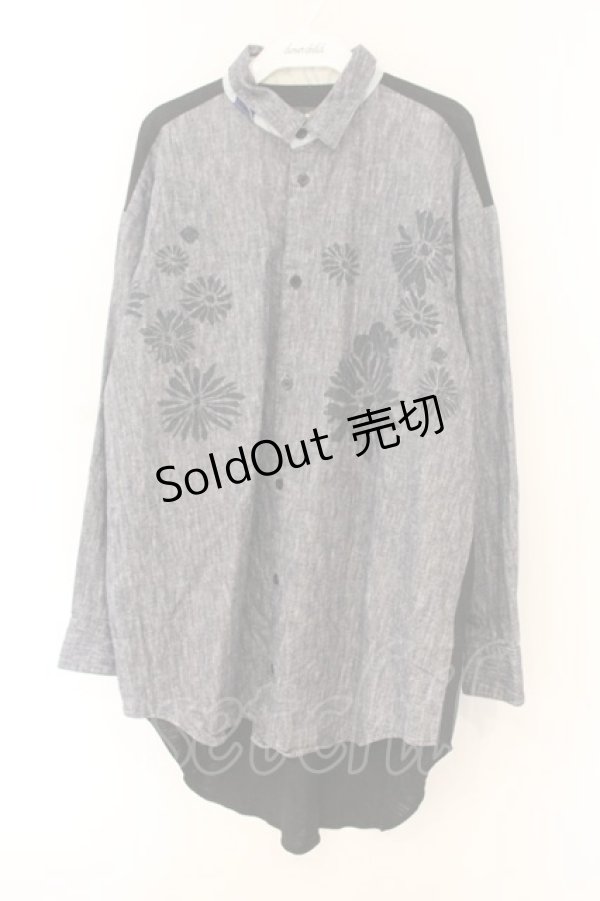 画像1: gouk / 和柄ptデニム調シャツ  ブルー×ブラック O-26-01-12-083-GO-BL-OW-OS (1)