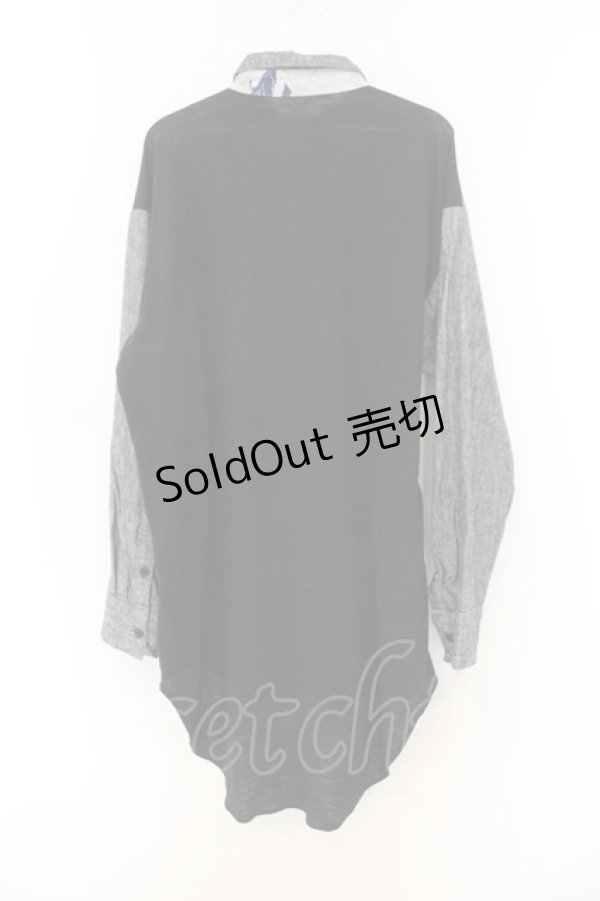 画像2: gouk / 和柄ptデニム調シャツ  ブルー×ブラック O-26-01-12-083-GO-BL-OW-OS (2)