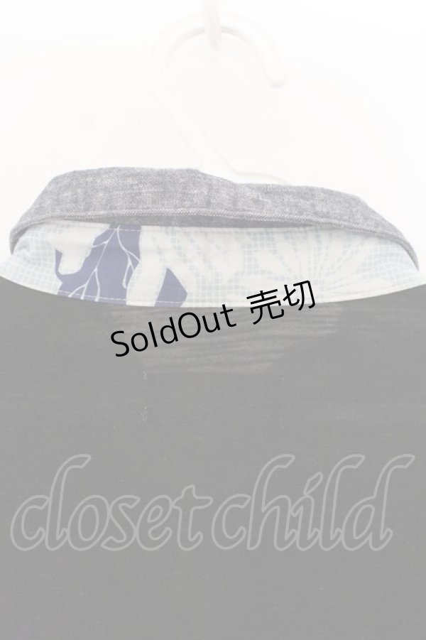 画像3: gouk / 和柄ptデニム調シャツ  ブルー×ブラック O-26-01-12-083-GO-BL-OW-OS (3)