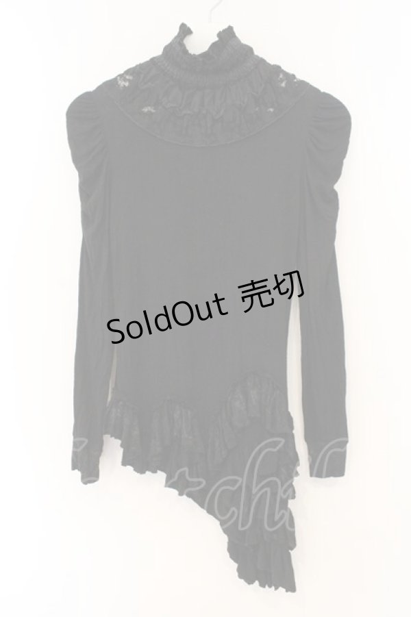 画像1: h.naoto Blood / 裾フリルカットソー  ブラック O-26-01-12-085-HN-TO-OW-OS (1)