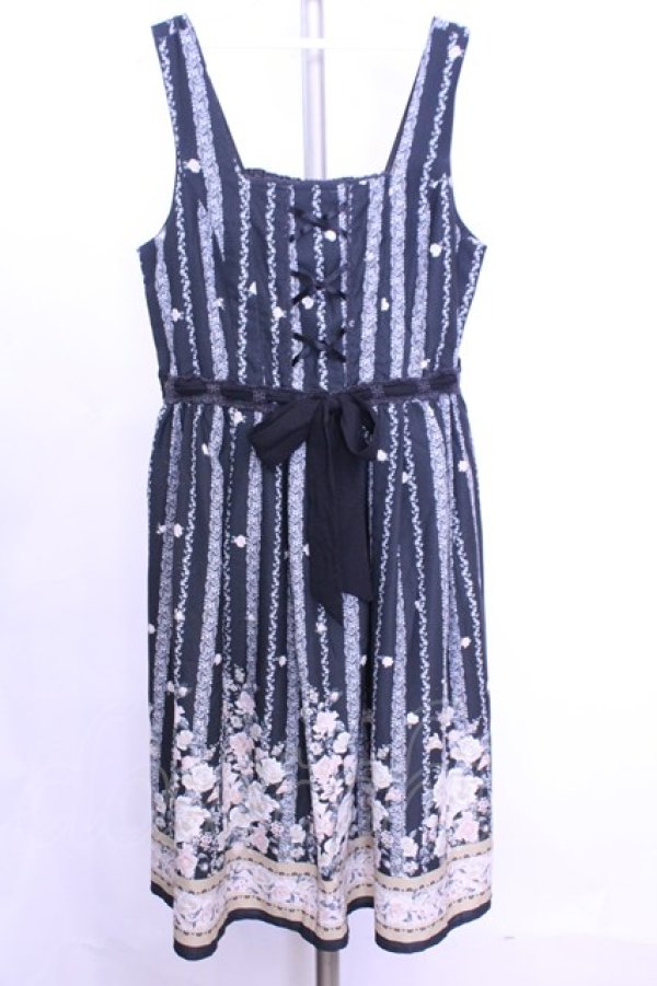 画像1: axes femme / バラパネル柄ワンピース M クロ O-26-01-12-2037-AX-OP-IG-OS (1)