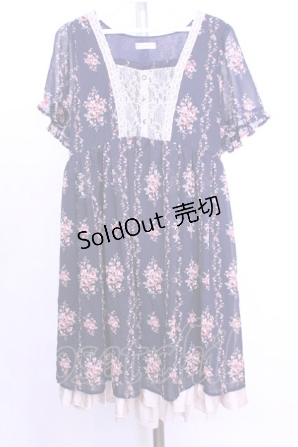 画像1: axes femme / ローズ縦ラインワンピース  ネイビー O-26-01-12-2038-AX-OP-IG-OS (1)