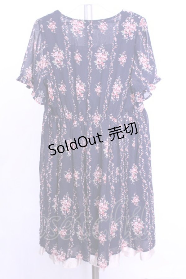 画像3: axes femme / ローズ縦ラインワンピース  ネイビー O-26-01-12-2038-AX-OP-IG-OS (3)