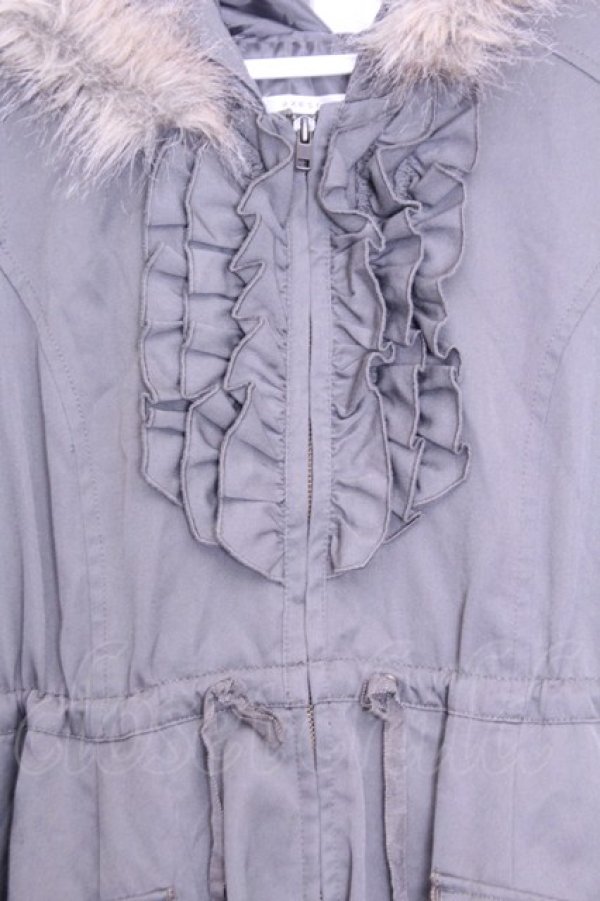 画像2: axes femme / レースギャザーフリルコート M カーキグリーン O-26-01-12-2039-AX-CO-IG-OS (2)