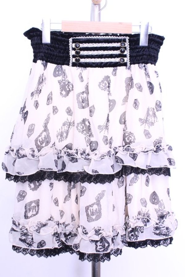 画像1: axes femme / バイカラーメルヘンスカート  アイボリー×クロ O-26-01-12-2041-AX-SK-IG-OS (1)