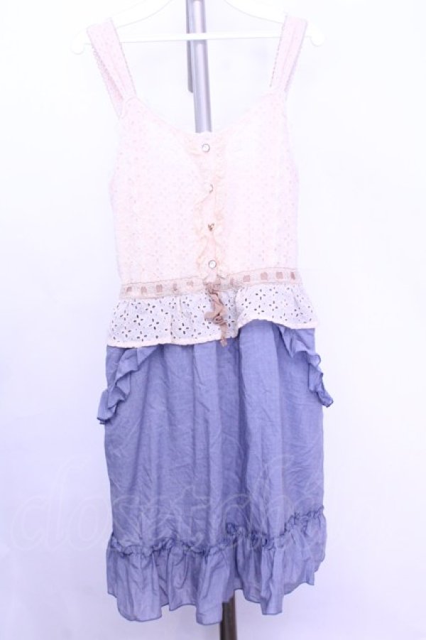 画像1: axes femme / ビスチェドッキングOP  アイボリー×インディゴ O-26-01-12-2005-AX-OP-IG-OS (1)