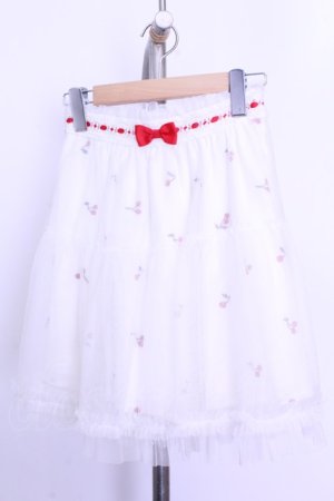 画像: LIZ LISA / さくらんぼ刺繍チュールスカート  シロ O-26-01-12-2047-LO-SK-IG-ZT544