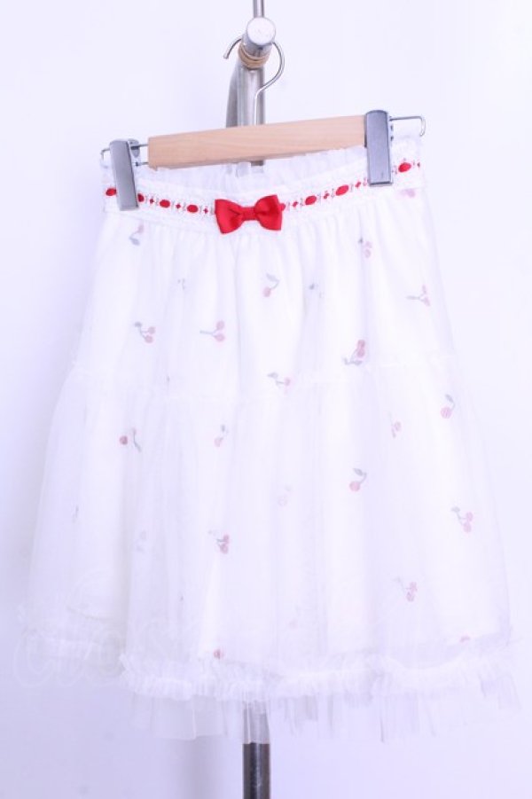 画像1: LIZ LISA / さくらんぼ刺繍チュールスカート  シロ O-26-01-12-2047-LO-SK-IG-OS (1)