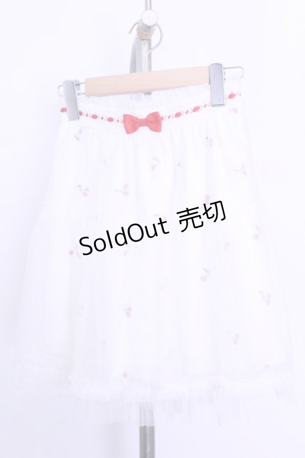 画像1: LIZ LISA / さくらんぼ刺繍チュールスカート  シロ O-26-01-12-2047-LO-SK-IG-ZT544 (1)
