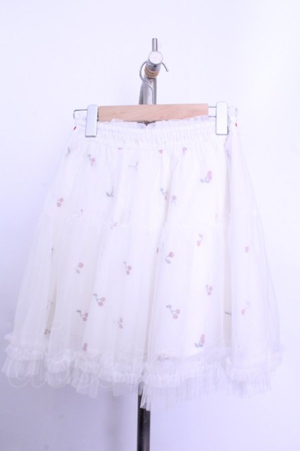 画像3: LIZ LISA / さくらんぼ刺繍チュールスカート  シロ O-26-01-12-2047-LO-SK-IG-OS (3)
