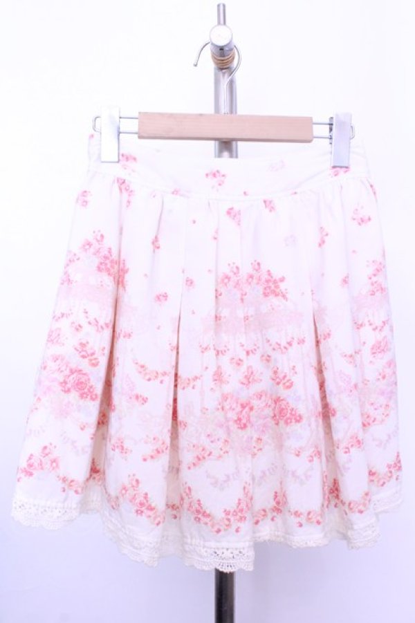 画像1: LIZ LISA / カルーセルローズ柄スカート  オフ×ピンク O-26-01-12-2048-LO-SK-IG-OS (1)
