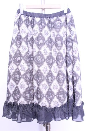 画像: axes femme / アーガイル裾フリルスカート  グレー×アイボリー O-26-01-12-2052-AX-SK-IG-ZT544