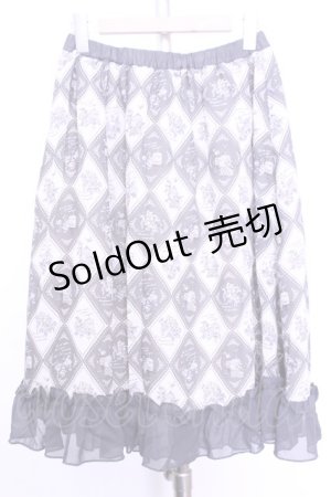 画像: axes femme / アーガイル裾フリルスカート  グレー×アイボリー O-26-01-12-2052-AX-SK-IG-ZT544