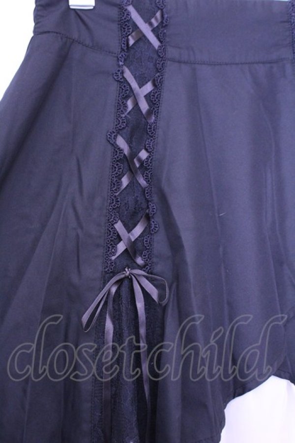 画像2: axes femme / ダブルレースアップスリットスカート  クロ×アイボリー O-26-01-12-2054-AX-SK-IG-OS (2)