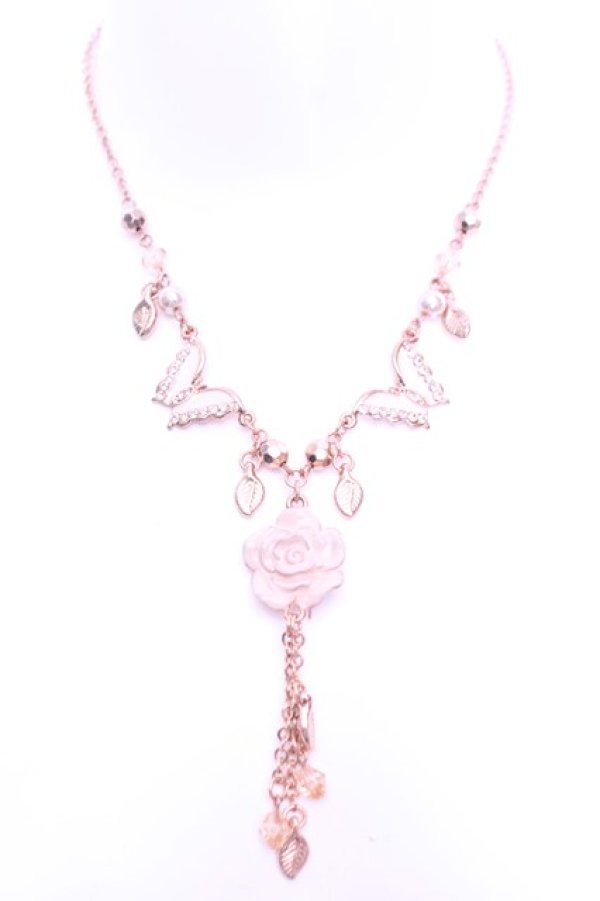 画像2: axes femme / ローズ＆バタフライネックレス  ピンクゴールド O-26-01-12-2061-AX-AC-OW-OS (2)