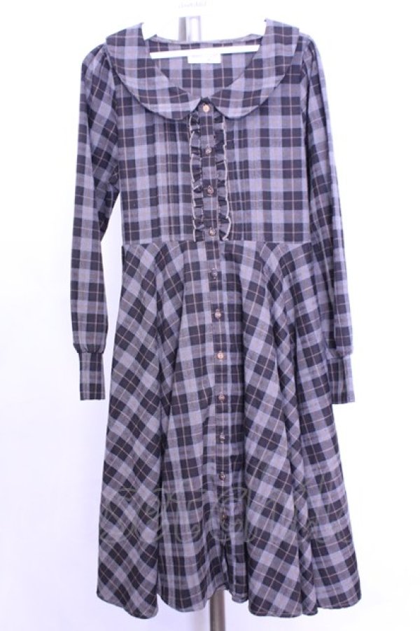 画像1: Favorite / タータンチェックワンピース  ダークブラウン O-26-01-12-2009-LO-OP-IG-OS (1)
