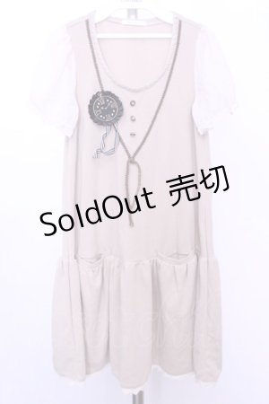 画像: axes femme / V字ブレード&シフォン袖チュニック M ベージュ O-26-01-12-2015-AX-TO-IG-ZT0114G