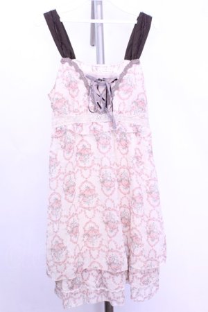 画像: axes femme / ローズリースシフォンワンピース  アイボリー×ブラウン O-26-01-12-2019-AX-OP-IG-ZT0114G