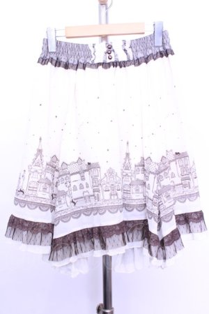 画像: axes femme / 繊細街柄スカート M アイボリー×ブラウン O-26-01-12-2021-AX-SK-IG-ZT543