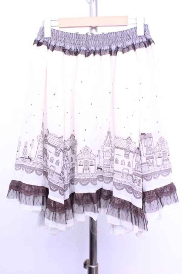 画像3: axes femme / 繊細街柄スカート M アイボリー×ブラウン O-26-01-12-2021-AX-SK-IG-OS (3)