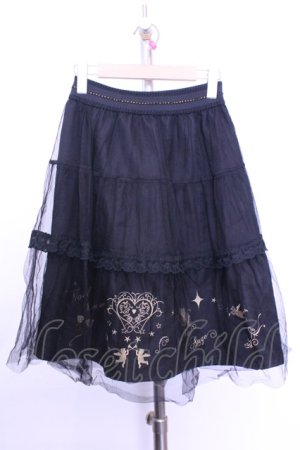 画像: axes femme / 刺繍チュールスカート M クロ O-26-01-12-2023-AX-SK-IG-ZT0114G