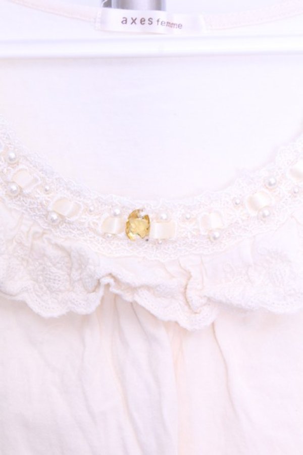 画像2: axes femme / コットンレース使いインナー  アイボリー O-26-01-12-2025-AX-TO-IG-OS (2)